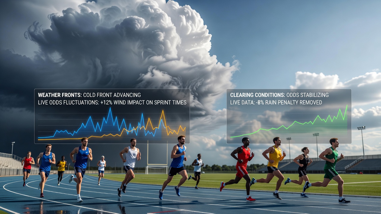 Live-Datenübertragung von Wetterstationen während eines Sportevents mit sichtbaren Quotenänderungen
